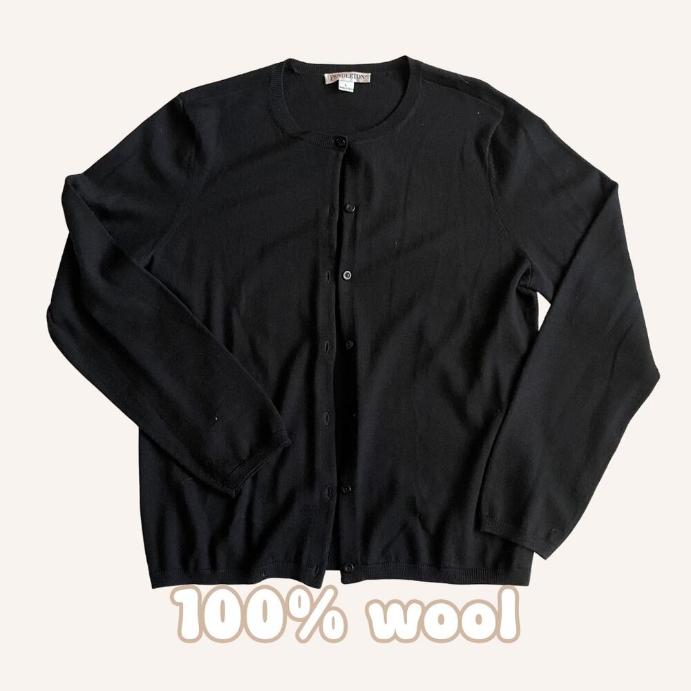 PENDLETON black cardigan, size L, pristine condition, 100% wool